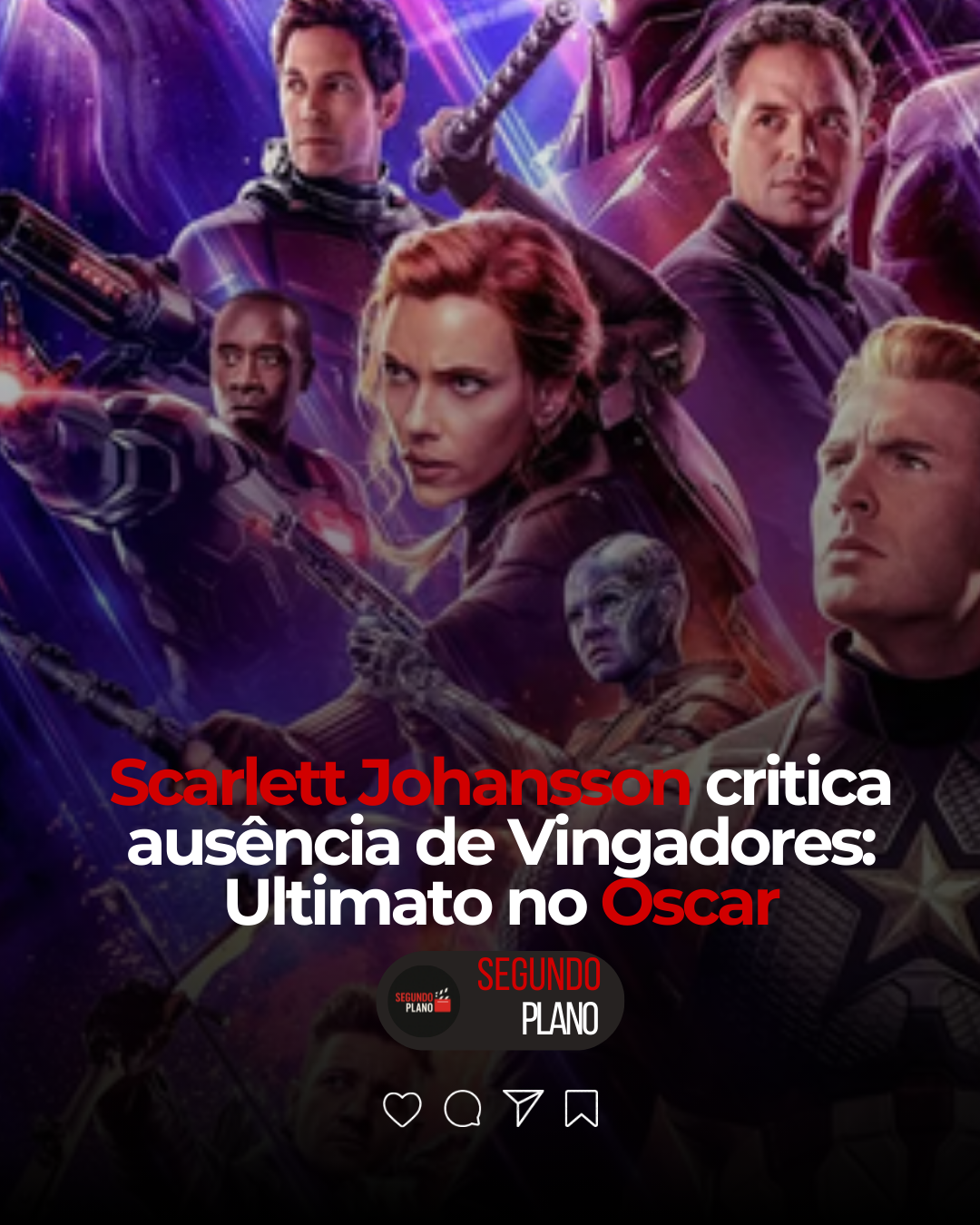 Scarlett Johansson critica ausência de Vingadores: Ultimato no Oscar